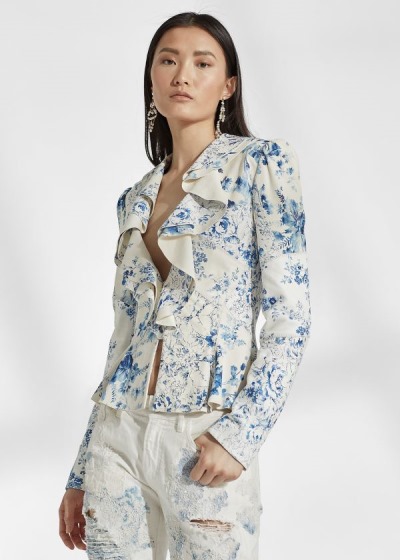 Dámské Bundy Ralph Lauren Mitchell Floral Kožené - 14368-YAZS